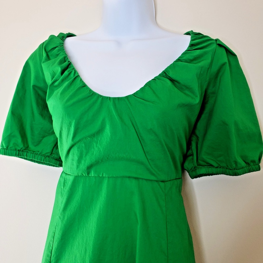 Old Navy Puff Sleeve Maxi Dress Sz M Kelly Green Empire Garden Y2K Cottage Boho - Picture 2 of 16